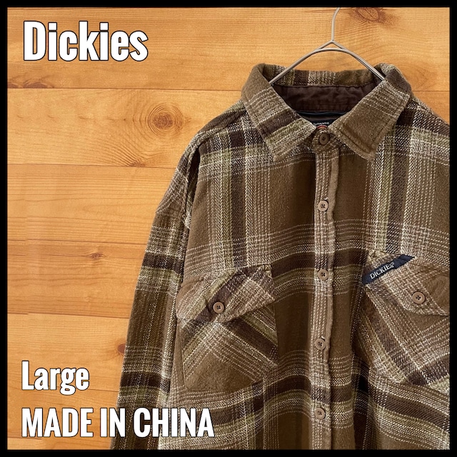 【Dickies】ネルシャツ 長袖シャツ フランネル ヘビーネル 厚手ネルシャツ チェック 柄シャツ L フラップポケット US古着