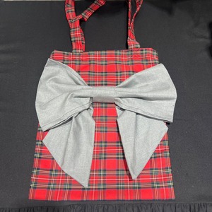 【オリジナルカスタム】Front Ribbon Tote Bag / Red base