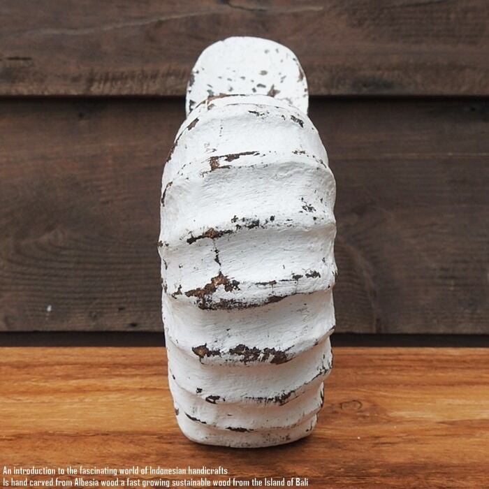 木製 オブジェ オウムガイ Lサイズ 21cm 貝 ホワイトウォッシュ 木彫り