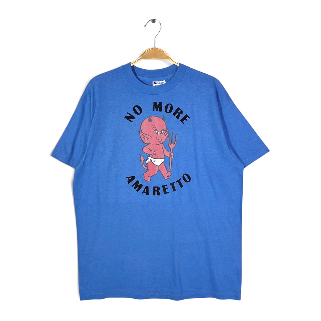 80s 90s レッドデビル 悪魔 USA製 ヴィンテージ Tシャツ ブルー ヘインズ シングルステッチ HANES サイズXL 古着 BZ0547