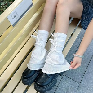 レッグウォーマー リボン ルーズソックス レディース 秋冬 韓国 靴下 おしゃれ 大人 かわいい 学生 通学 学園風 コスプレ ソックス レッグカバー 大人可愛い 大人女子