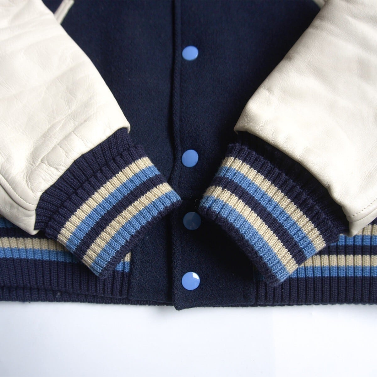 雰囲気抜群】WHITESVILLE【フルデコ レザースリーブ スタジャン】40