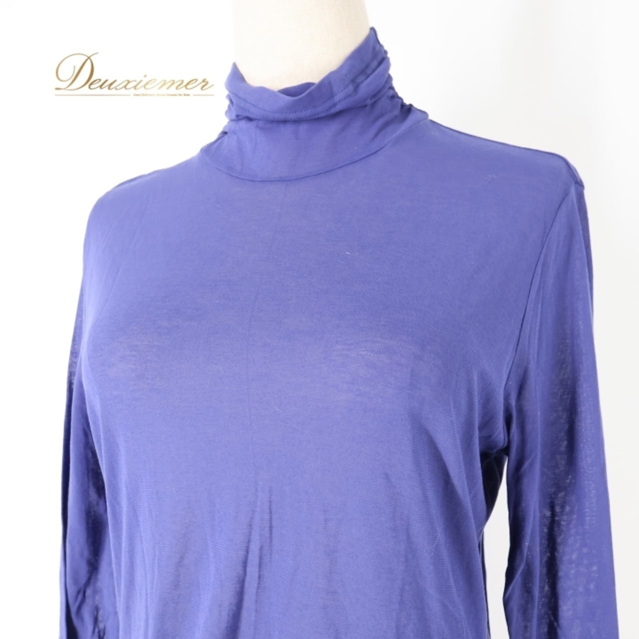 レディース トクコプルミエヴォル TOKUKO 1er VOL トップス パープル系 ブルー系 ハイネック 無地 シンプル 伸縮 ストレッチ 長袖 紫 青 透け感 タートルネック 日本製 かわいい カジュアル お出かけ おしゃれ