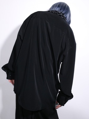 REMAKE / satin lace frills and bees custom dress shirt