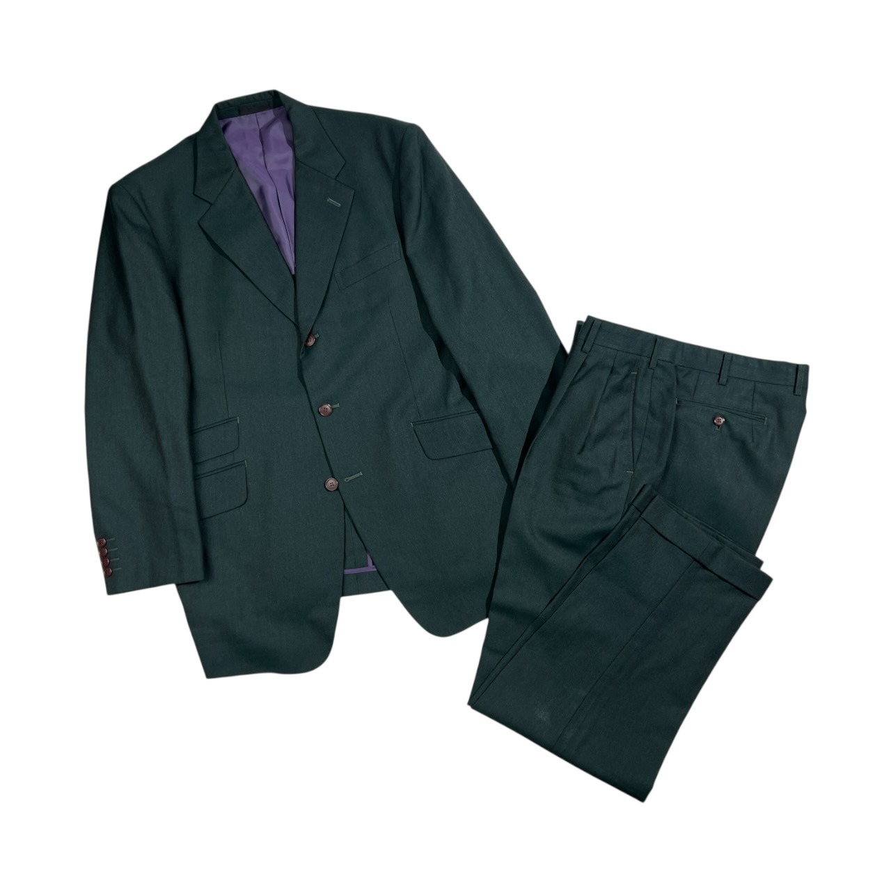 上下 RICHARD JAMES リチャードジェームス セットアップ テーラードジャケット 裾ダブル スラックス スーツ (上)RJ-AB(下)91/ダークグリーン系 メンズ 阪急百貨店 別注