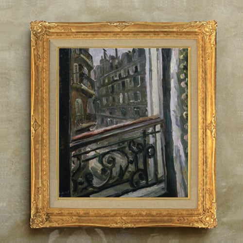 直筆仕上げ油絵 【小出楢重】バリ・ソンムラールの宿 F10 絵画 アート インテリア 風景画