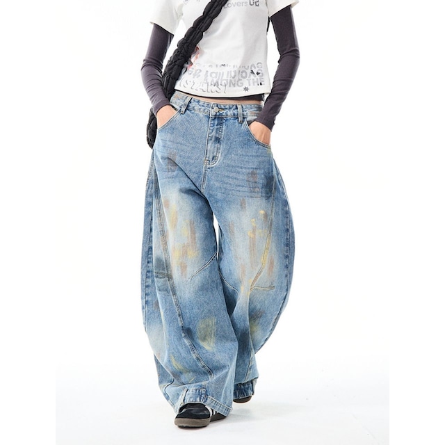 ペイントウォッシュワイドデニムパンツ R00836