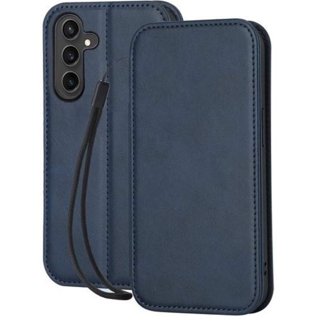 Galaxy A25 ケース 手帳型 wangChuan サムスン ギャラクシー A25 SC-53F SCG33 スマホケース レザー カード収納 内蔵マグネット式 携帯ストラップ付き レトロネイビー 3059