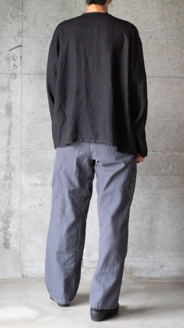 "RUSS BERENS" 1990s Linen no-collor shirt jacket