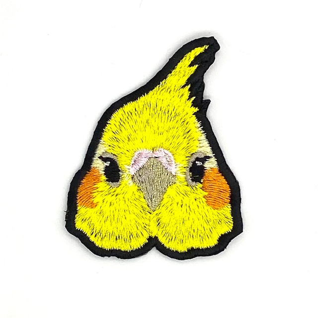 オカメインコの証明写真　刺繍ワッペン