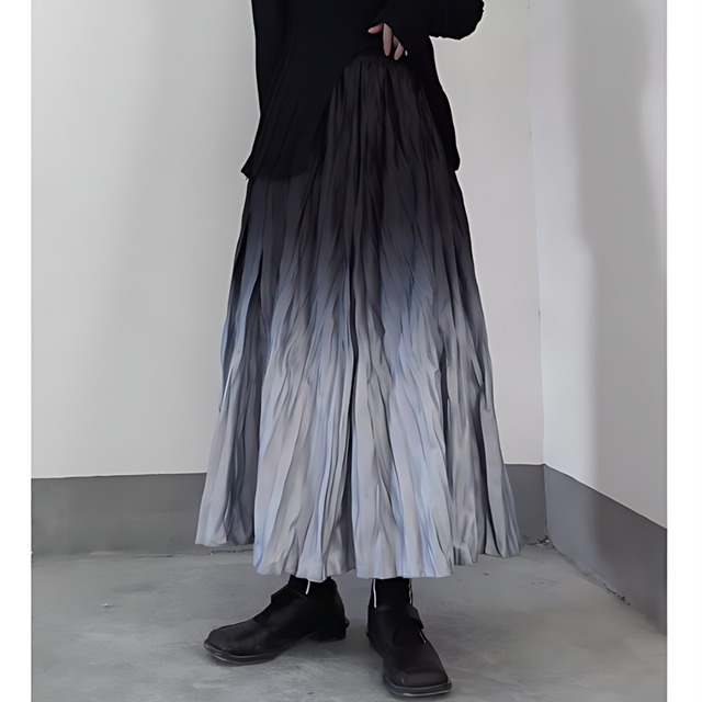 Gradation pleats skirt C0288