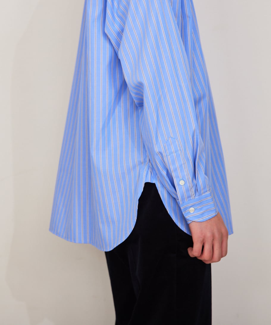 CTTN STRIPE BIG SHIRT / 綿ストライプBIGシャツ (LIGHT BLUE) | KICS