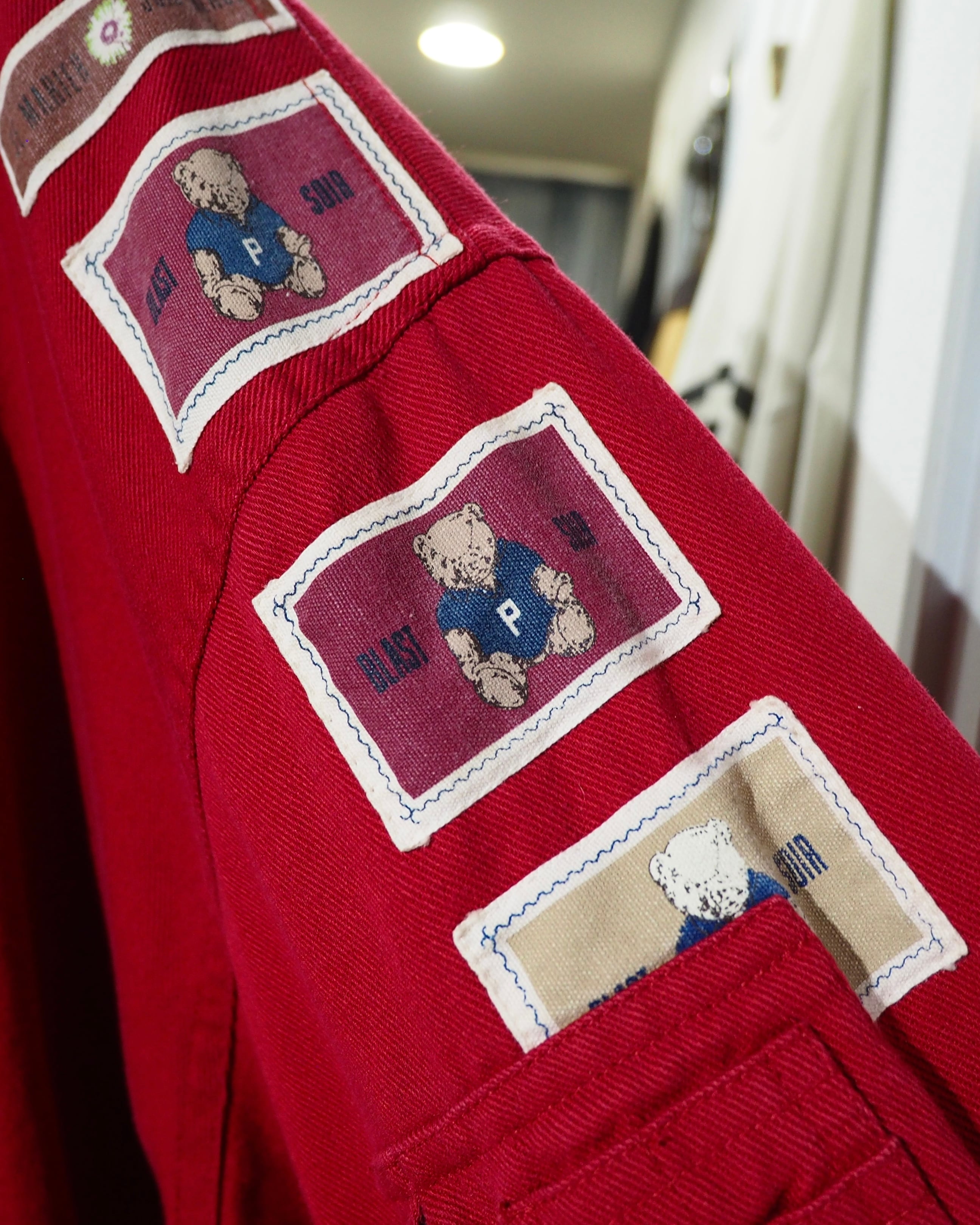 1980 - 90s Cute Teddy Bear × Flower Patchwork Embroidery Vintage Flight Jacket