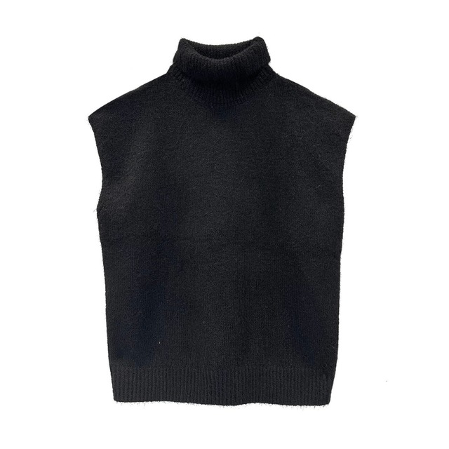 High neck knit vest【2color】 C1426