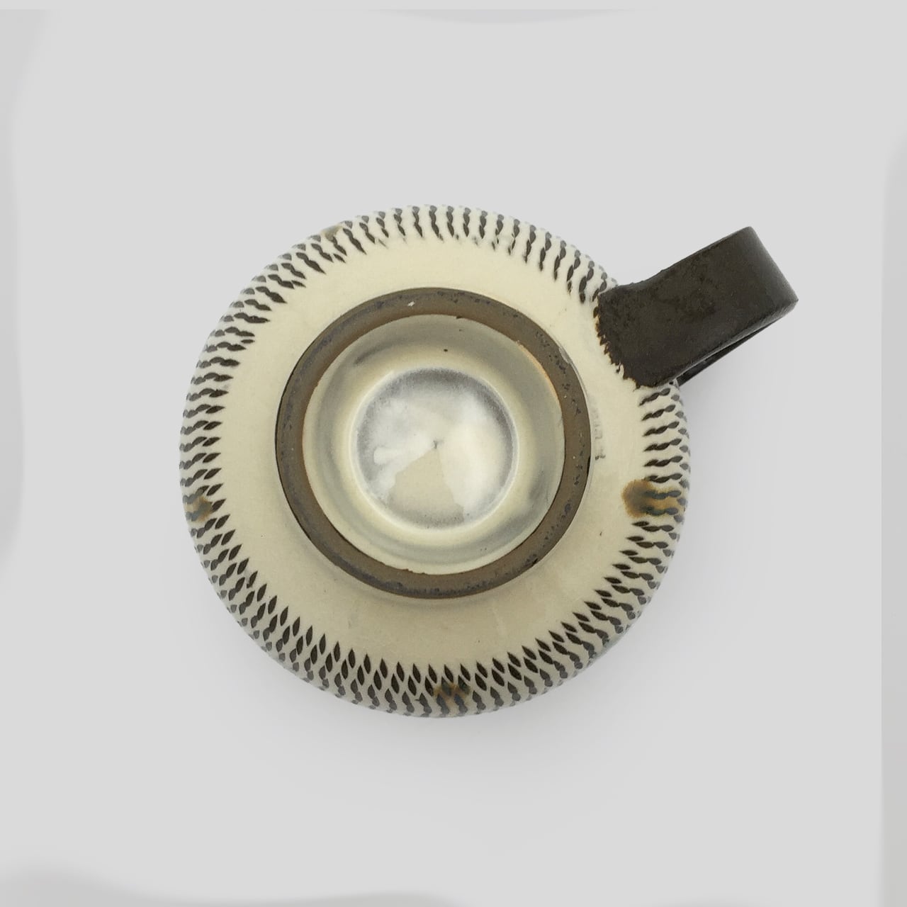 小鹿田焼 小袋窯 3寸マグカップ 飛びかんな 赤青ドット 口径約9cm 陶器