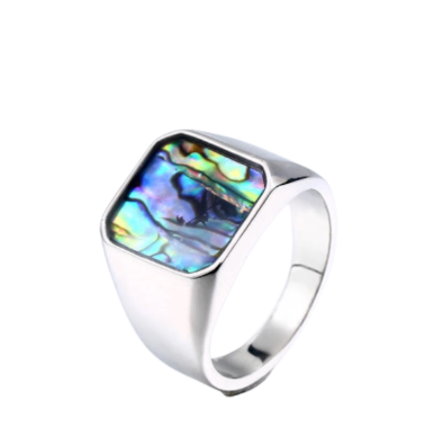 316L Stainless Titanium Steel Colorful Shell Geometric Ring