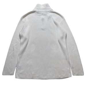 GIORGIO ARMANI white rib knit half zip sweater