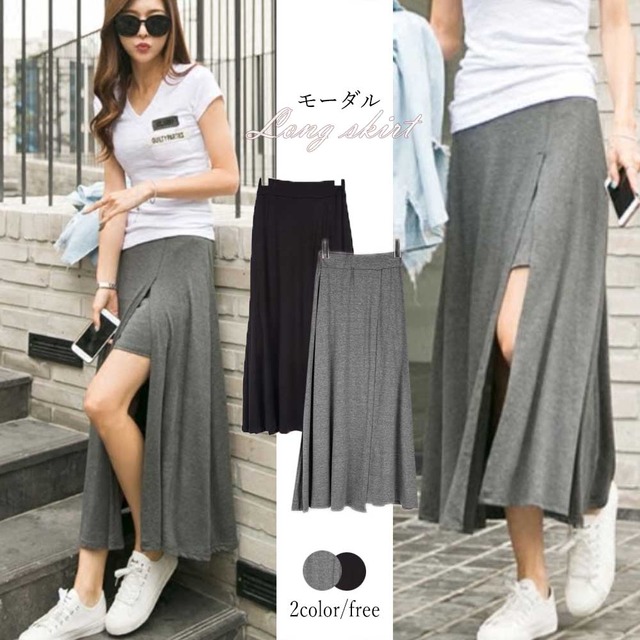 インナーパンツ付き スカート ロング マキシスカート 春夏スカート スリット