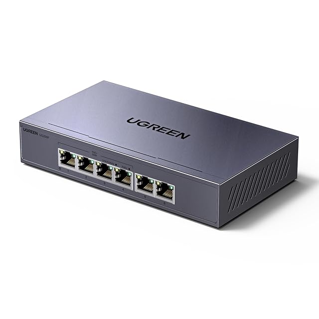 UGREEN スイッチングハブ 6ポート PoE Giga対応（4×PoE、各30Wまで+2