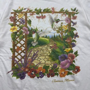 90s souvenir TEE art flower bird L 古着