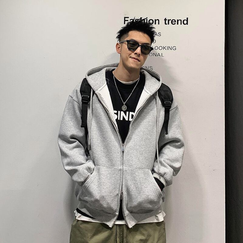 カーディガンセーター スプリングフードジャケット ジッパートップス コットン 春物 Xu_Tailang79005852724