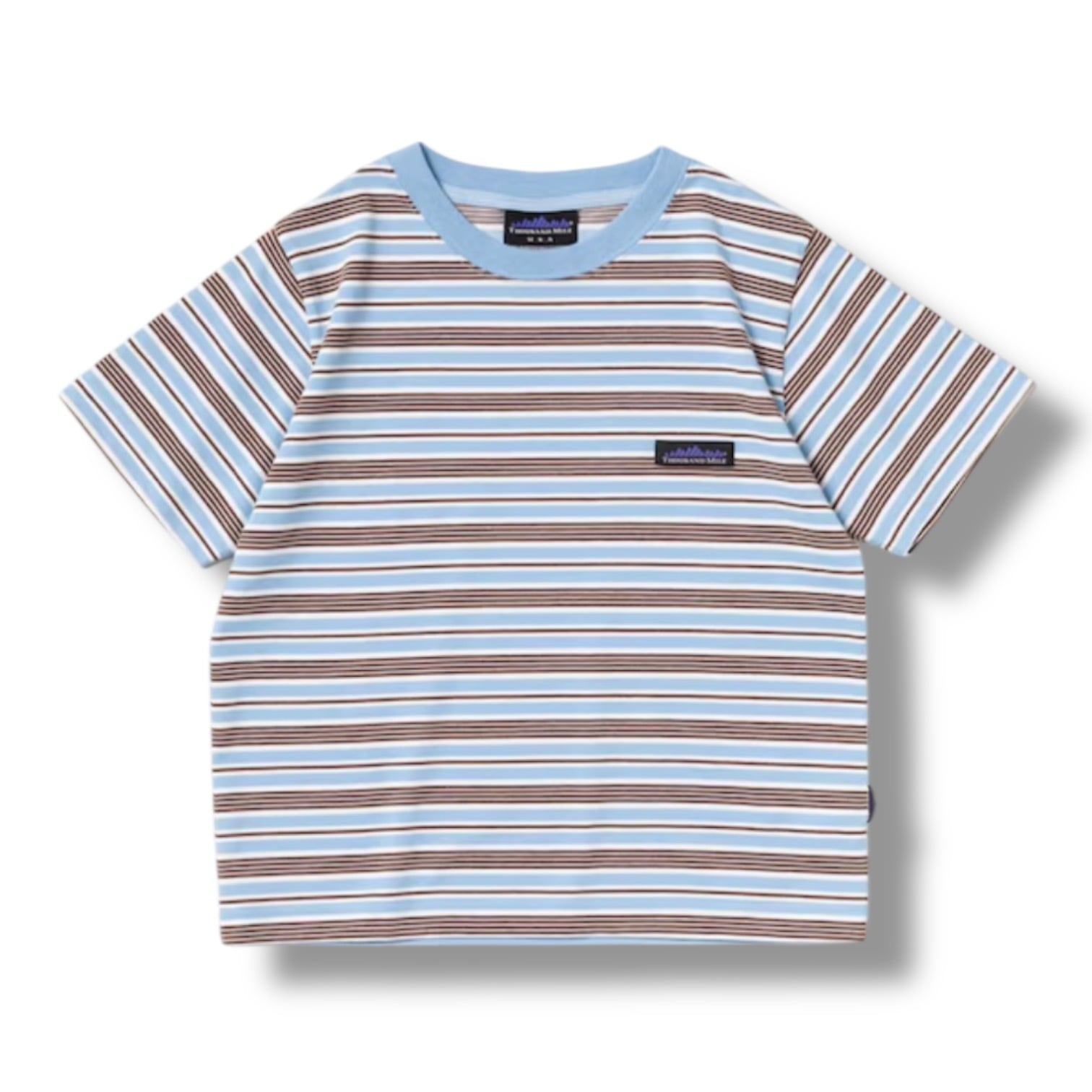 SHORT SLEEVE COMPACT T-SHIRTS-Blue/White/Brown【THOUSAND MILE】ショートスリーブコンパクトTシャツ サウザンドマイル
