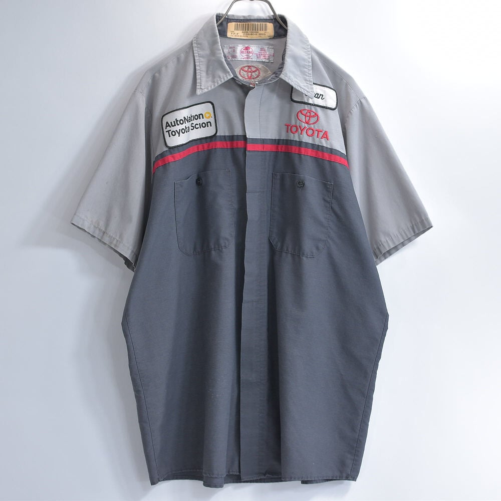 00s RED KAP レッドキャップ TOYOTA ワークシャツ ワッペン 刺繍入り