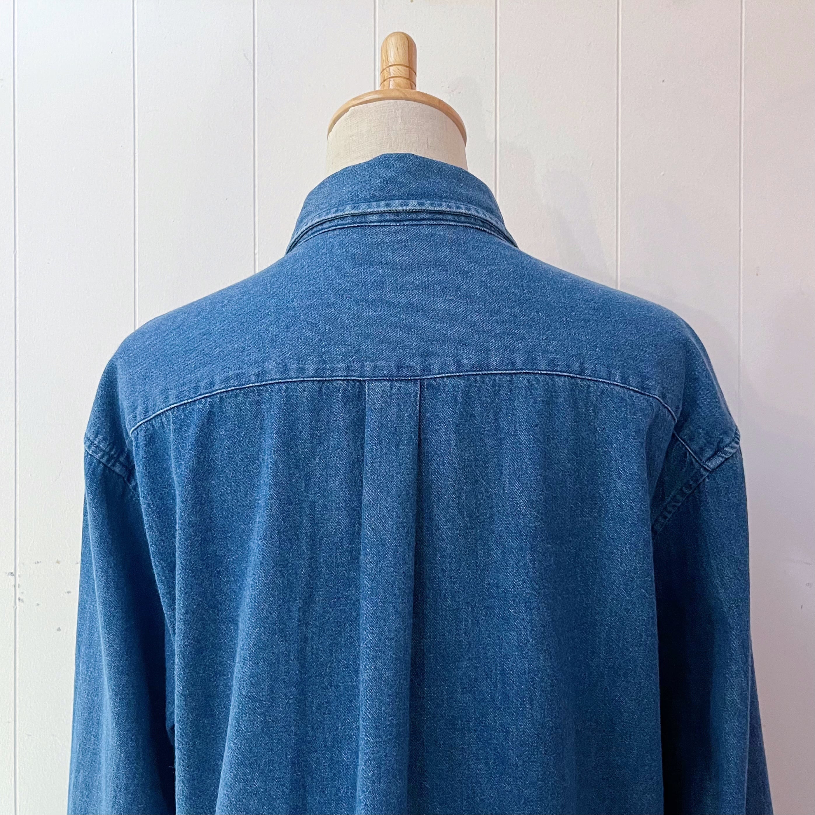 rose embroidery denim shirt