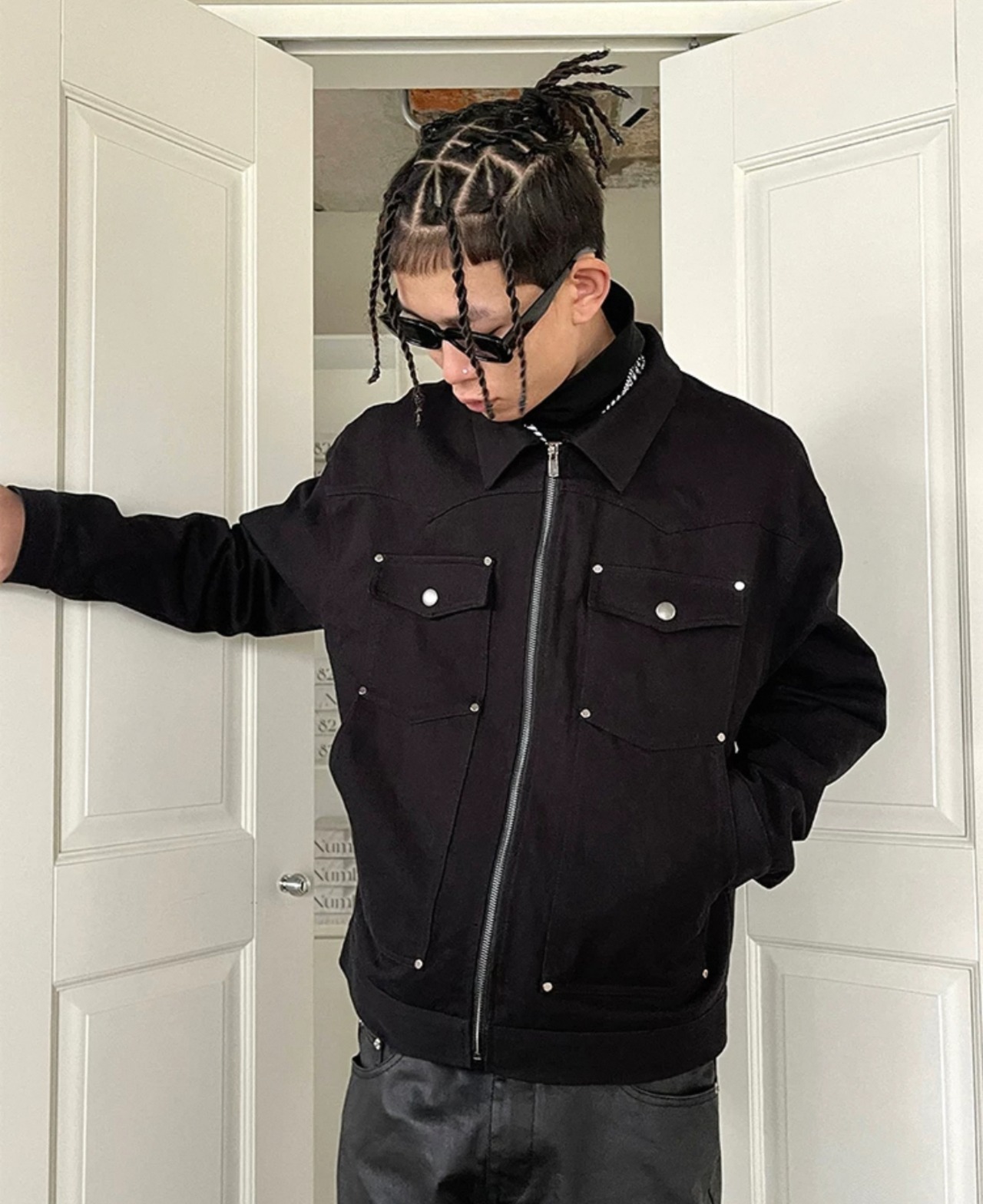 2COLOR/SOUTH studs zip jacket - 1