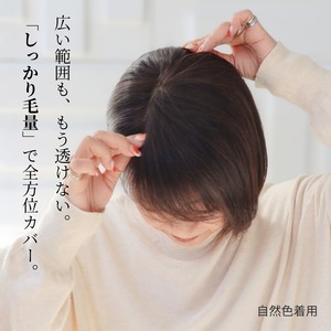 人毛100％ 広範囲カバーウィッグ 【毛量普通タイプ】 ミディアムヘア用 (12×16cm) トップからつむじまでしっかり薄毛・白髪隠し ヘアピース 自然なボリューム