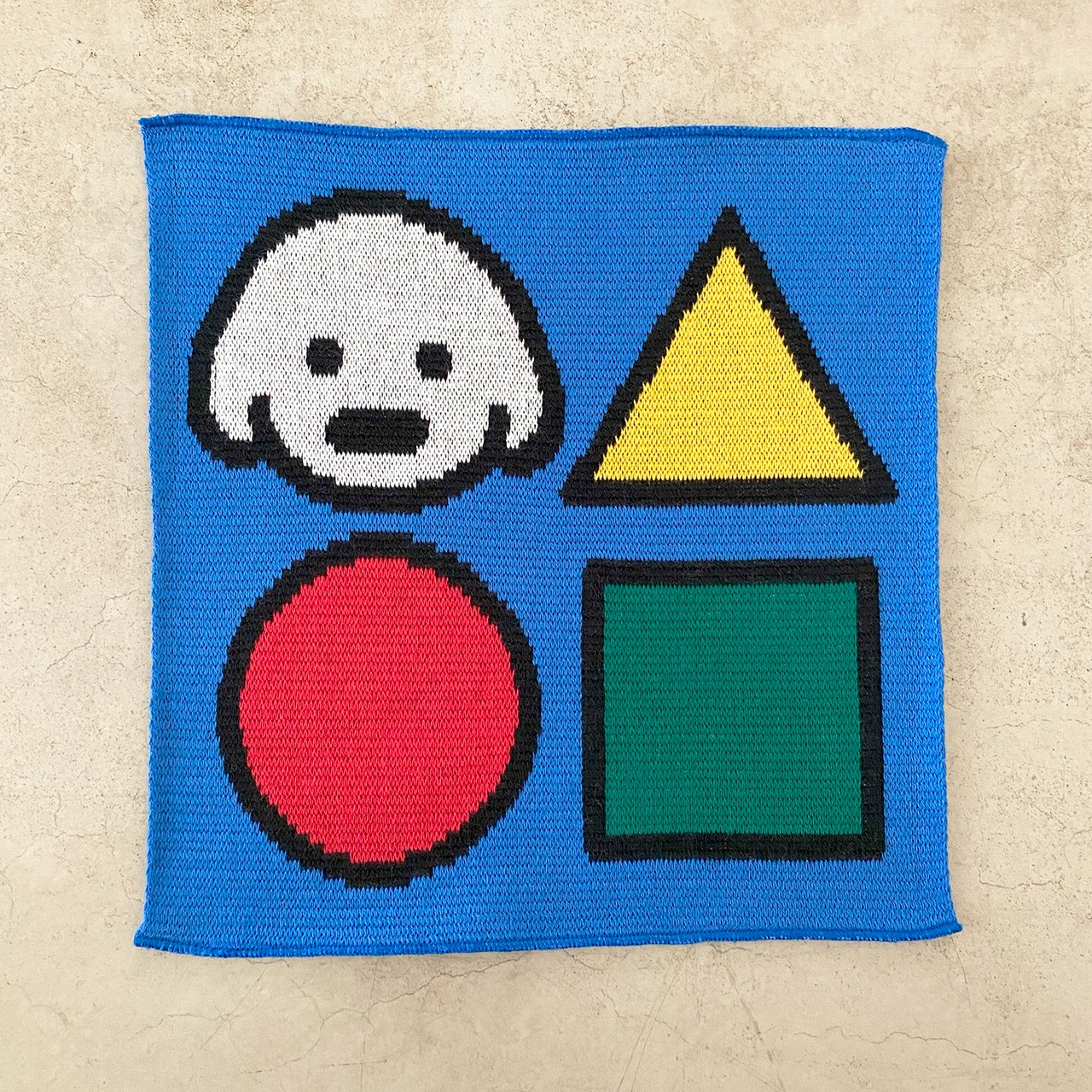 【matsui】KNIT HANDKERCHIEF  まる・さんかく・しかく・いぬ ニットコットンハンカチ