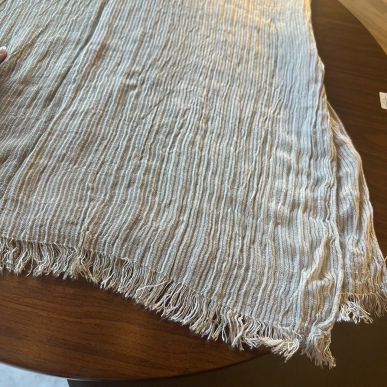 TOPANGA Accessory　Cotton & Linen Scarf Gradation Stripe Khaki コットン＆リネンスカーフ　グラデーションストライプ　カーキ　　scarf　スカーフ　