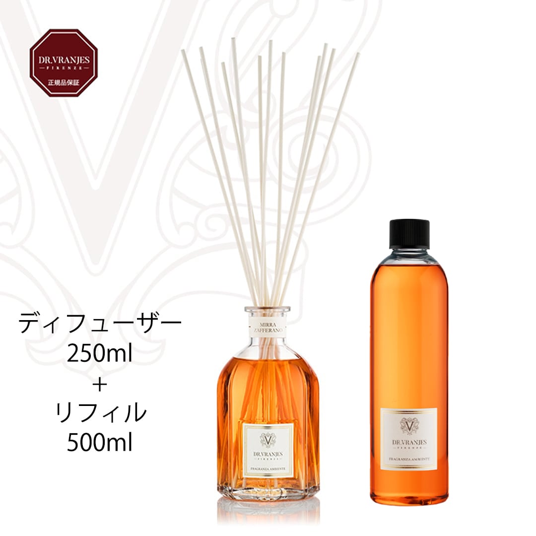 MIRRA ZAFFERANO ディフューザー 250ml + Refill 500ml set