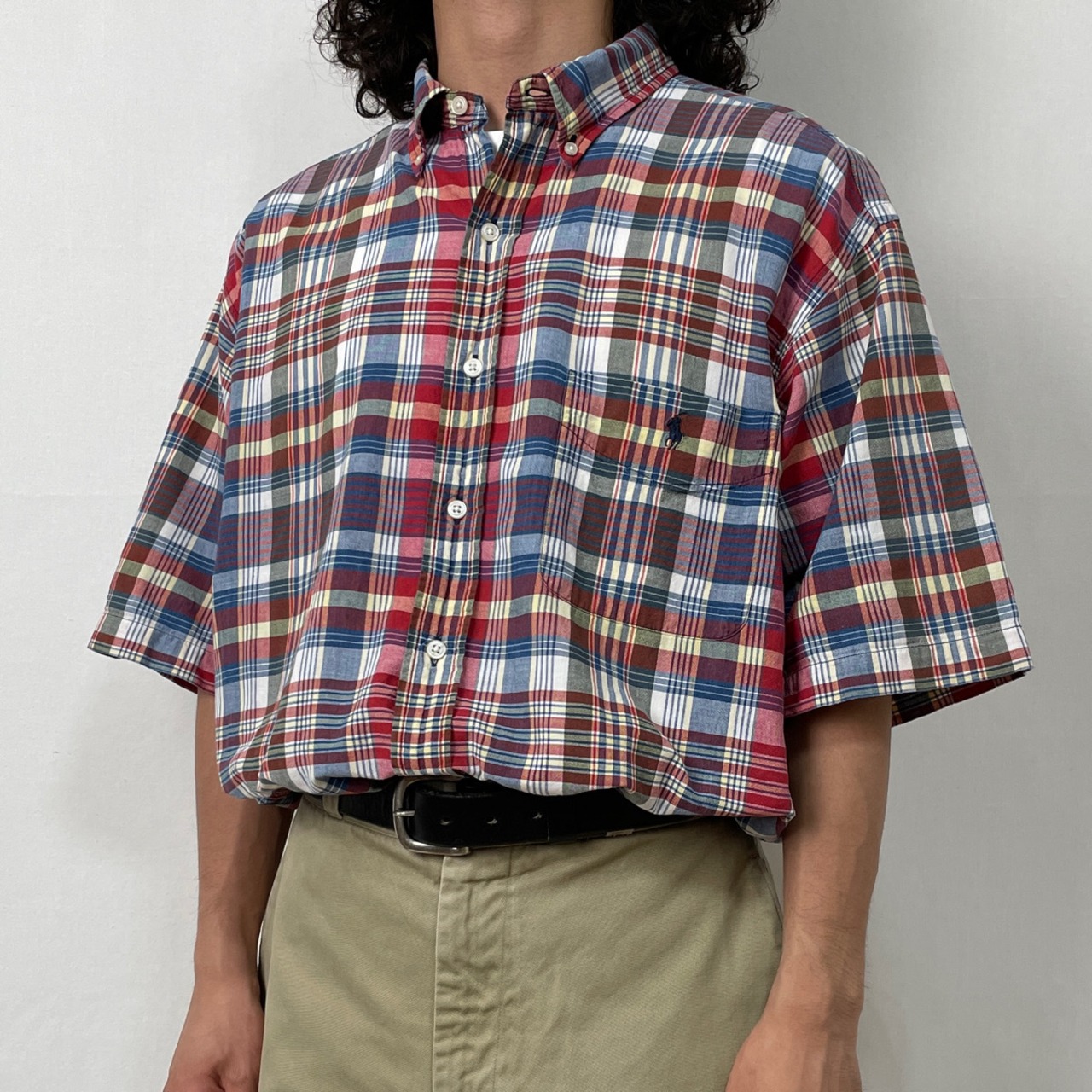 90s ラルフローレン BLAKE マドラスチェック 半袖シャツ インド綿 古着 