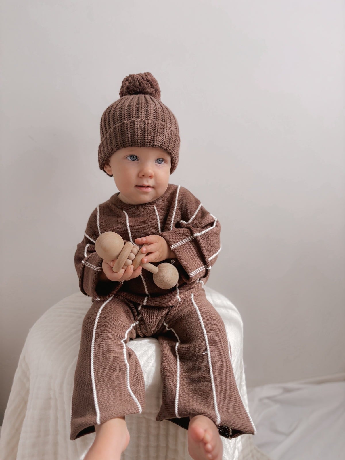 即納】BELLE & SUN Sweater | Cacao Stripe | プチアメリアンファン