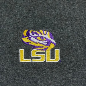 【USA古着】 カレッジロゴ LSU ルイジアナ大学 刺繍ロゴ ワンポイントロゴ 袖ロゴ 薄手 ハーフジップ スウェット プルオーバー ダークグレー 古着