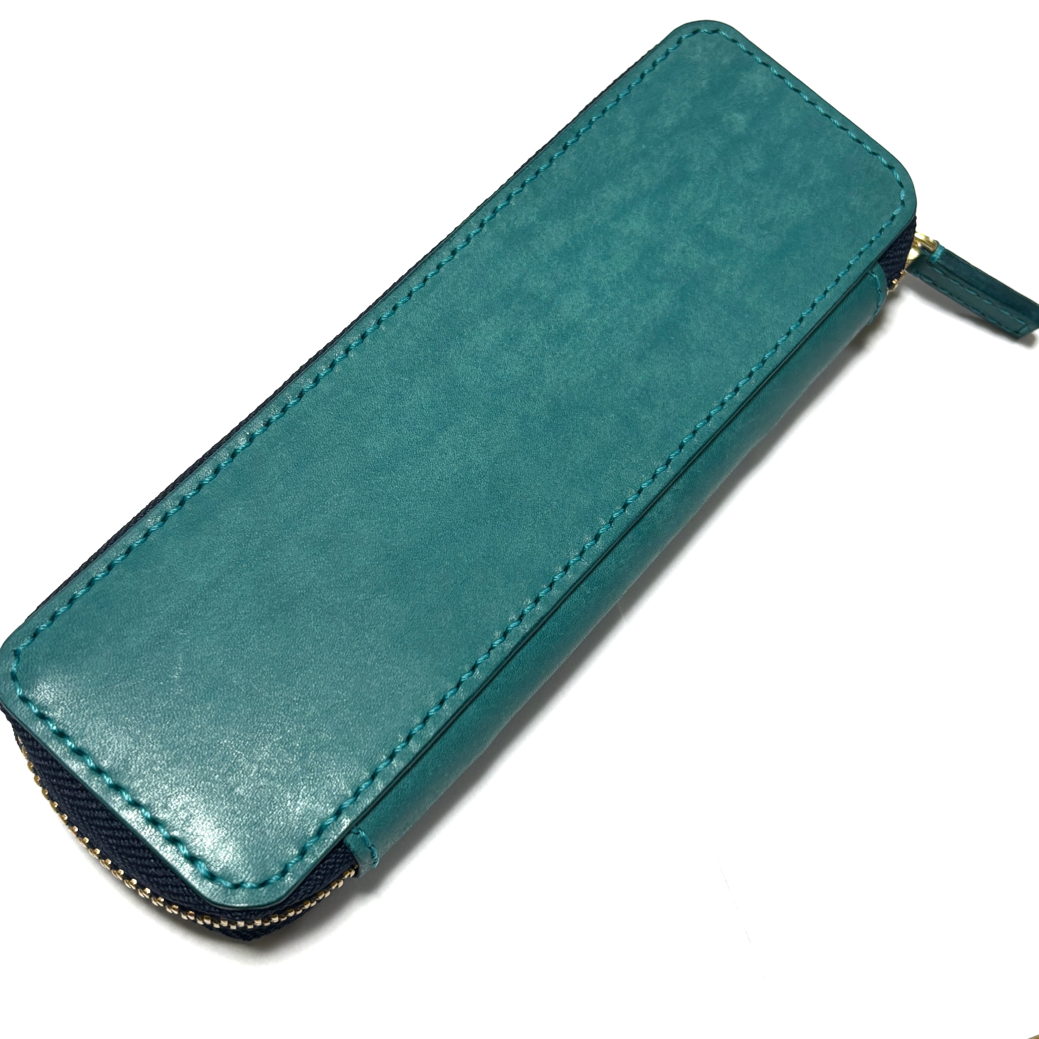 レザー製ペンケース（ターコイズブルー） 国産本革］ペンケース ターコイズブルー | MINAMIMURA Leather Factory