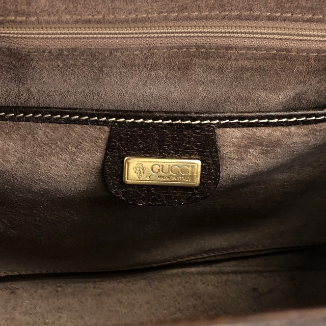 GUCCI グッチ ハンドバッグ ブラウン レザー がま口 vintage ヴィンテージ オールド fva3h4