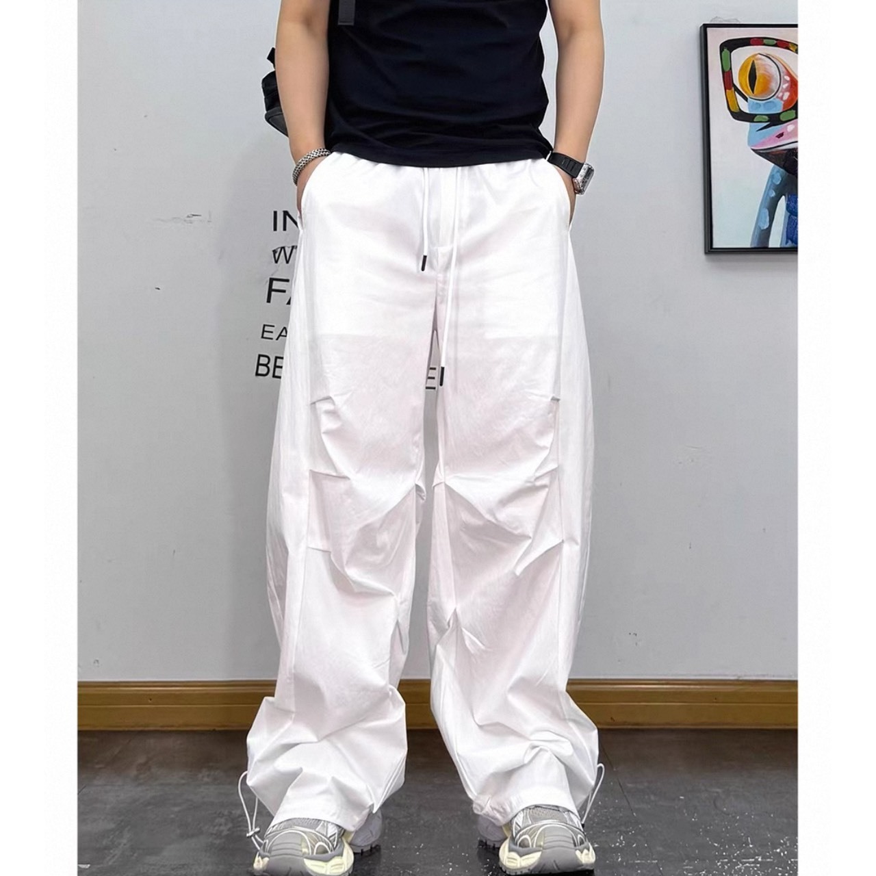 Drawstring hem baggy cargo pants 1495 - 6