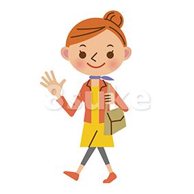 イラスト素材:歩く女性(ベクター・JPG)