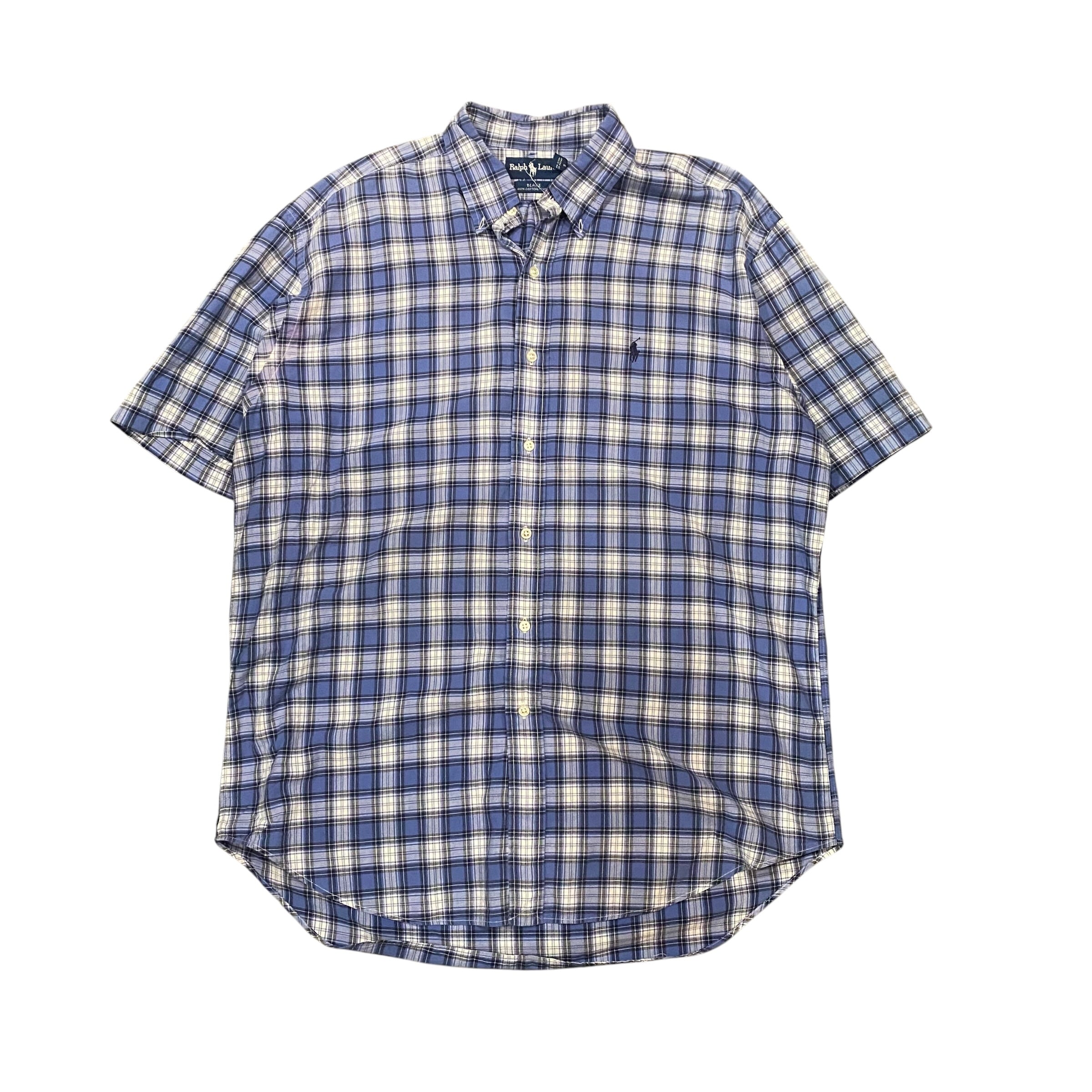 【古着】 POLO RALPH LAUREN Check Half Sleeve Shirt(Blue)