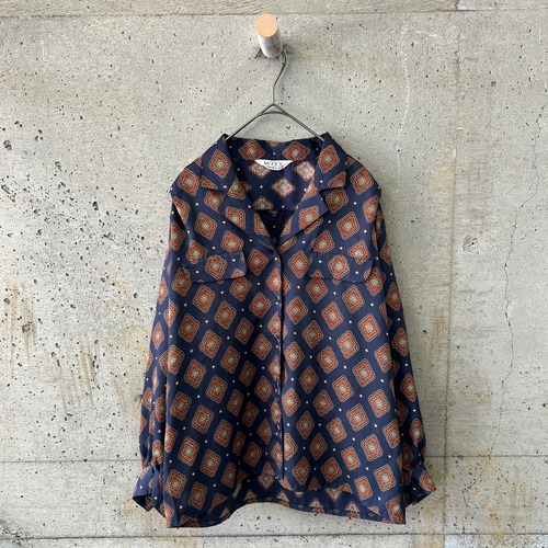 Navy patterned blouse