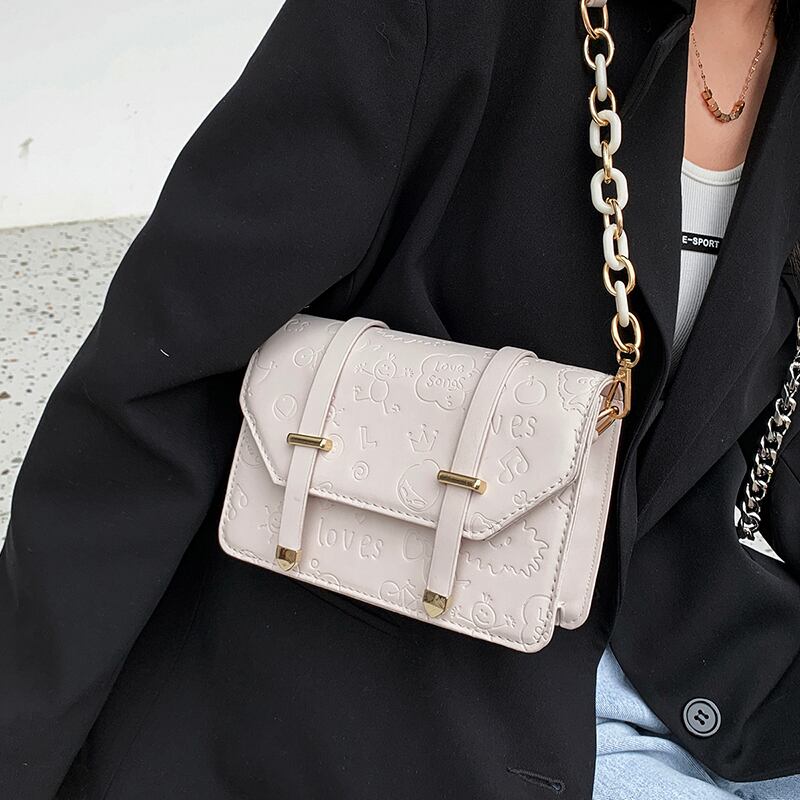 スタイルレッドショルダーバッグチェーン スクウェア 手作りハンドバック26961191710