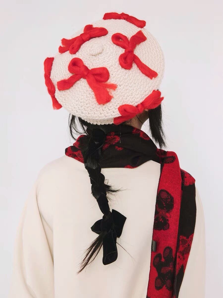 帽子 リボン 白 赤 帽子 パーティー ドレス 水玉 ドット ベージュ 帽子