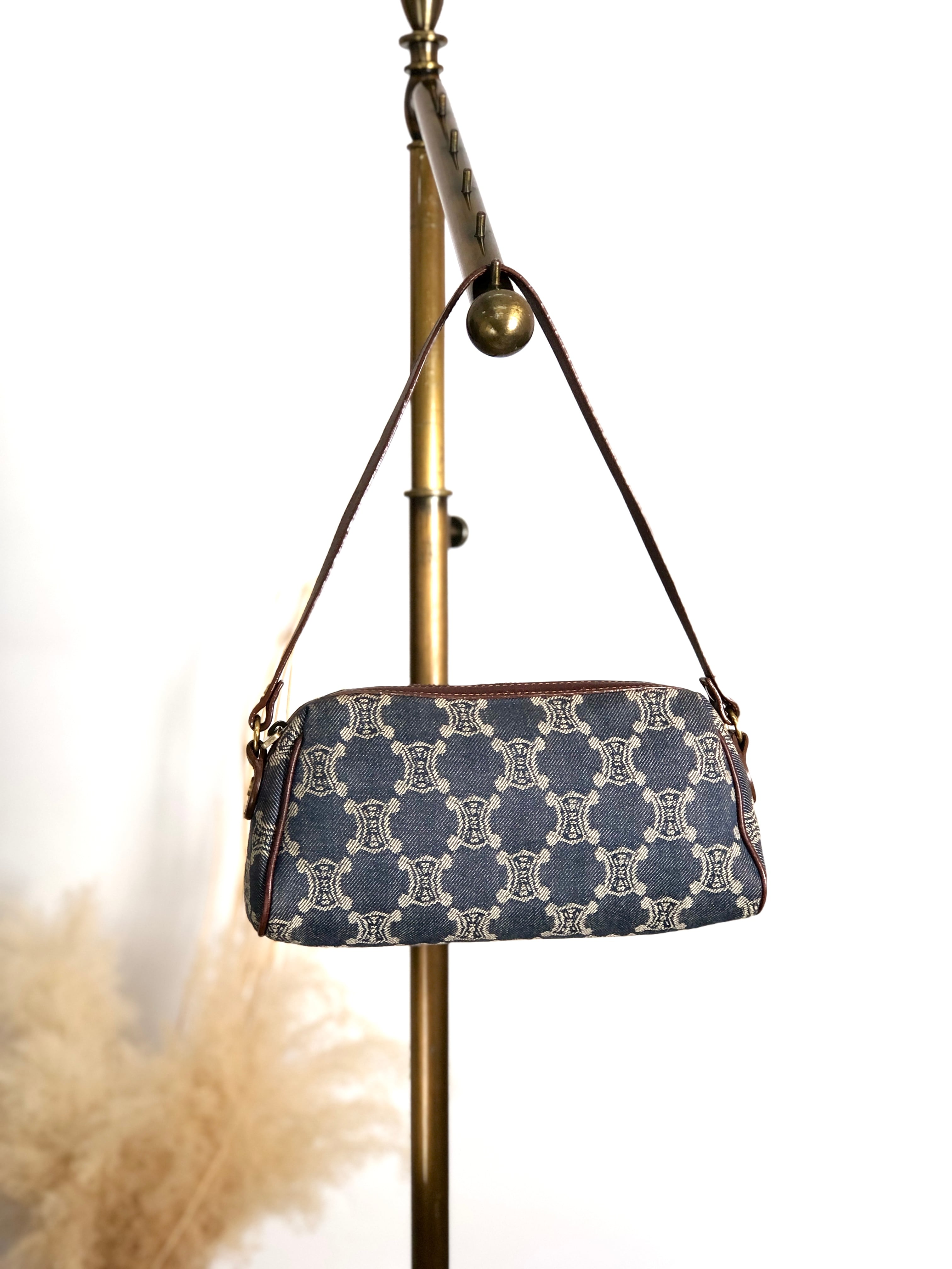 楽一番セリーヌ　CELINE パリマカダム柄　ミニハンドバッグ　デニム CELINE セリーヌ マカダム柄 ハンドバッグ デニム レディース [中古