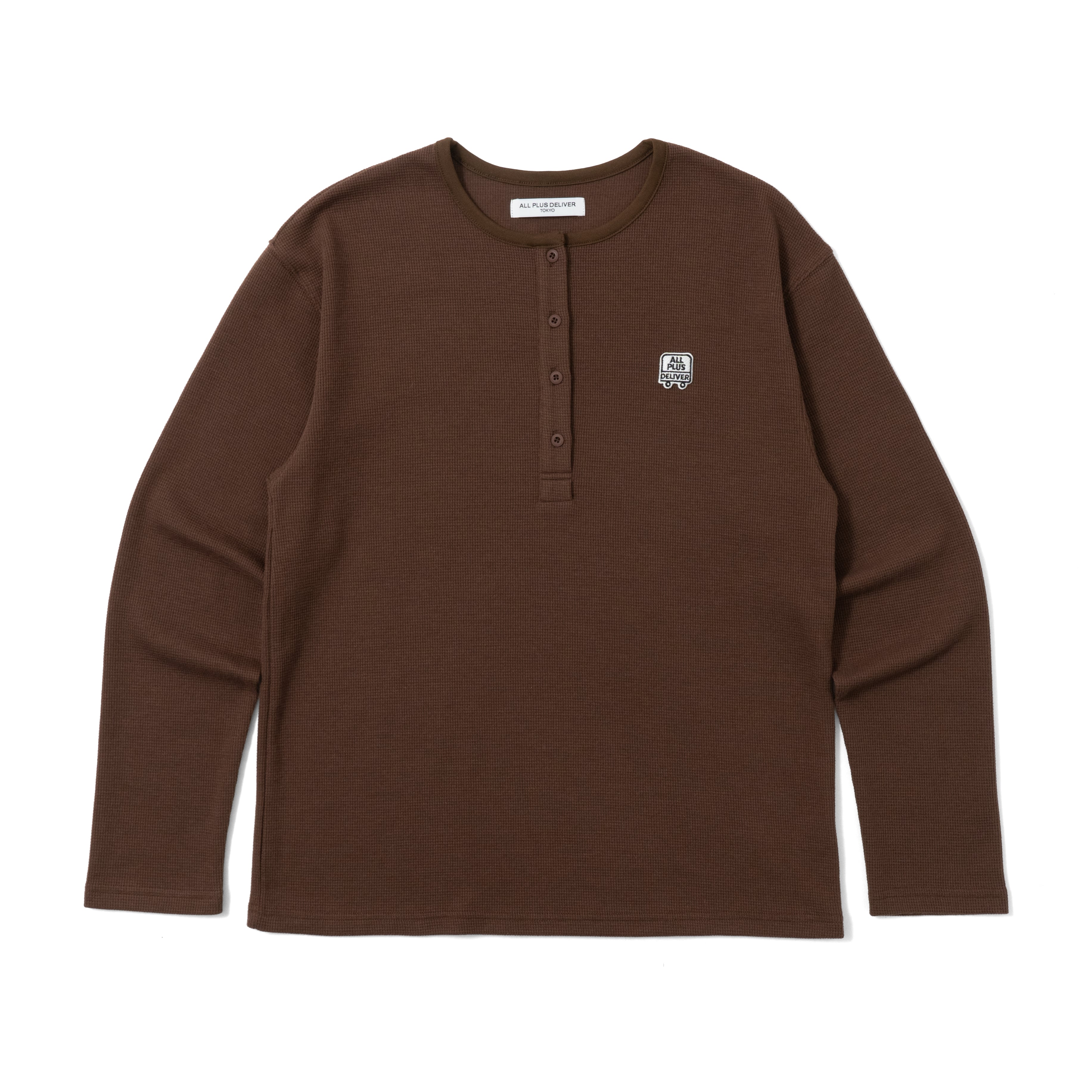ALPSDR HENRY NECK LOGO LS TEE / BROWN