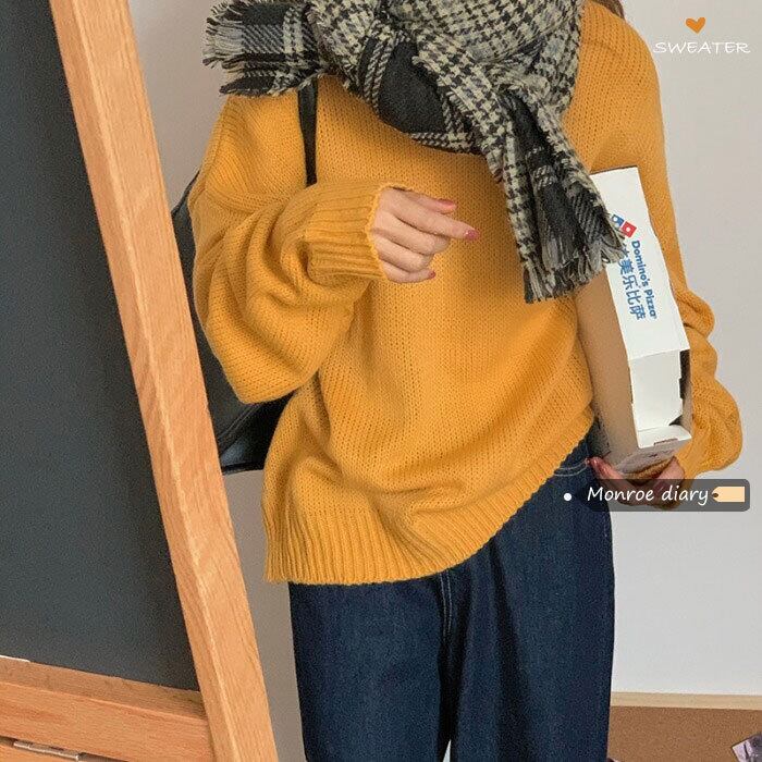 シャツ スタイルプルオーバー セーター スプリングルーズニットジャケット ロング 春物 モンロー42261910336