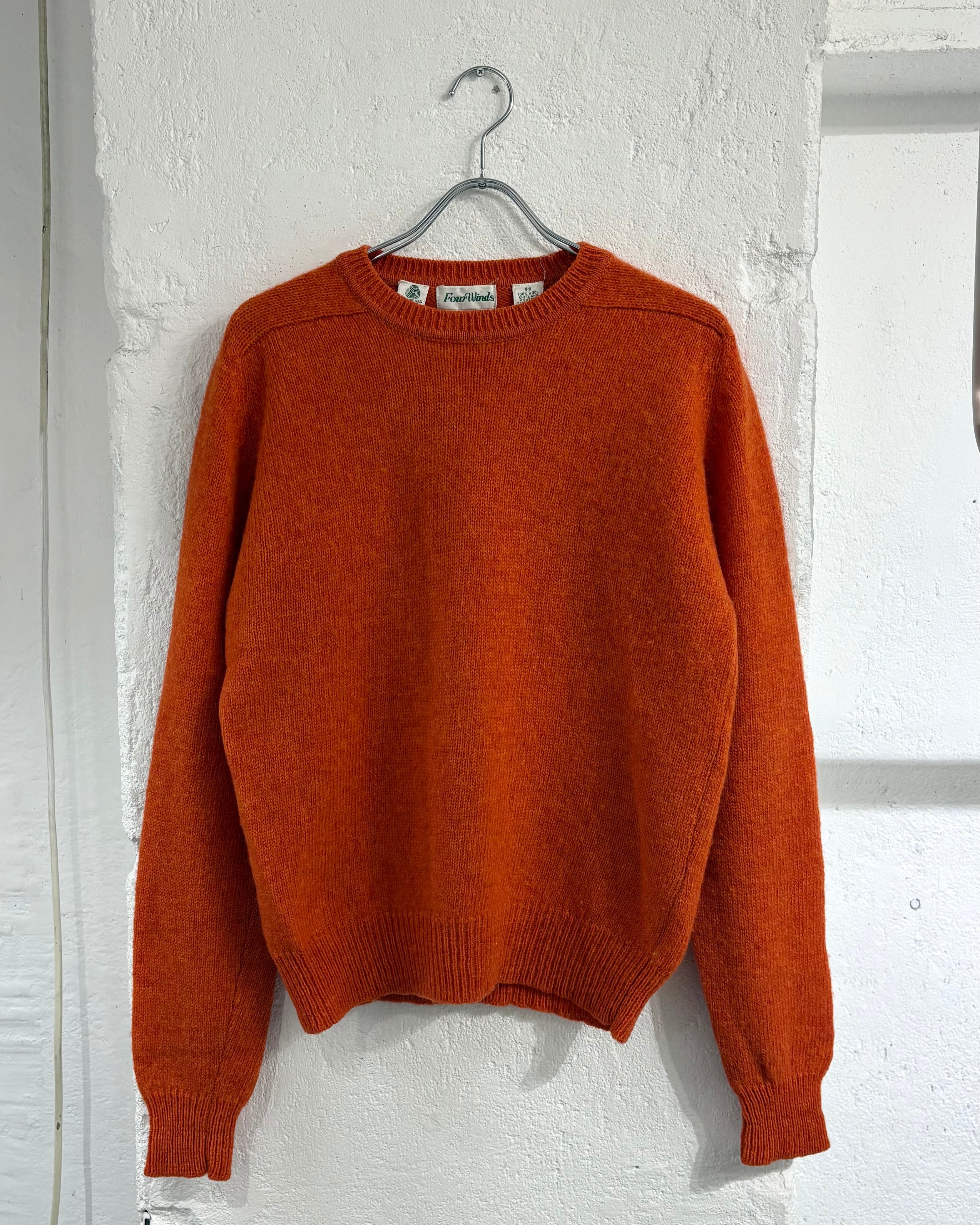 80s~ Four Winds "Orange" Plane Crew Wool Knit