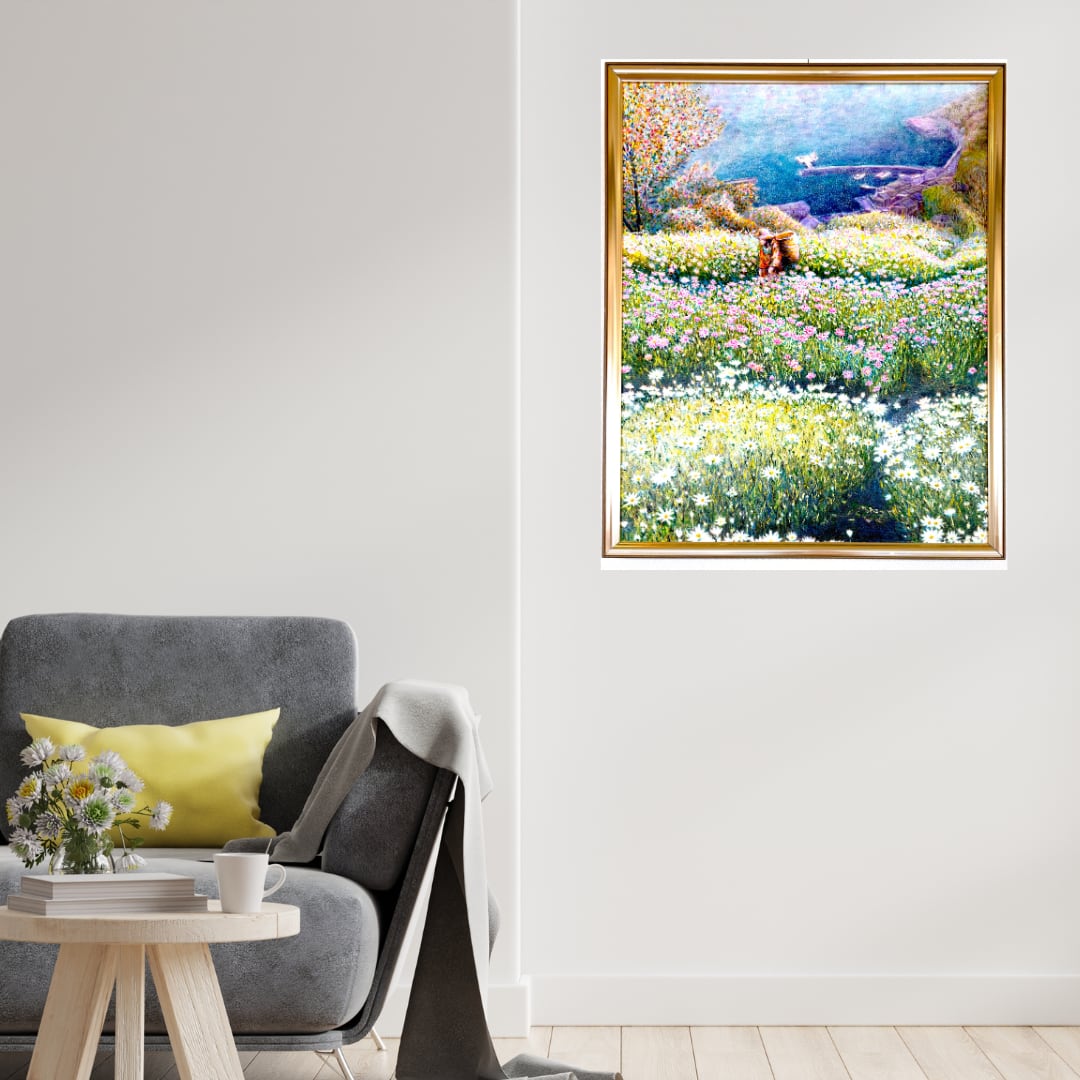 風景画「天空の花畑・マーガレット編」F30/仮縁 | fukeiart