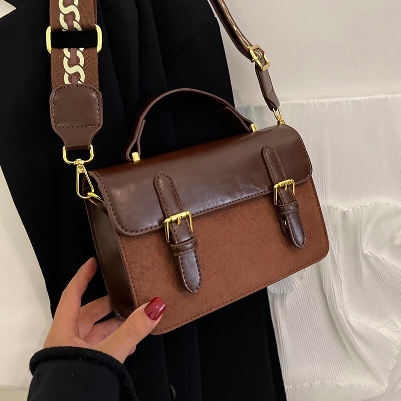 オータムウィンタースタンダード レトロ 秋物 冬物 スクウェア メッセンジャーバッグ ワイドショルダー 手作りハンドバック49182254729